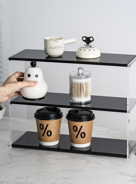 亚克力不锈钢置物架桌面杯架咖啡水杯收纳架简约风展示架多层架子