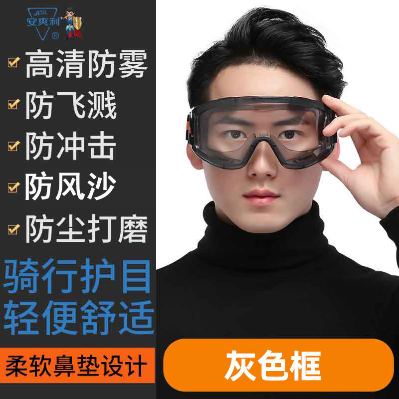 护目镜防风沙防尘防飞溅防雾冲击大眼罩装修打磨抛光户外骑行眼镜