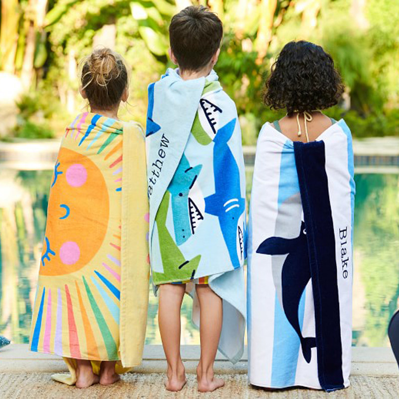 Pottery barn Kids儿童纯棉浴巾大尺寸宝宝超柔软温泉游泳沙滩巾