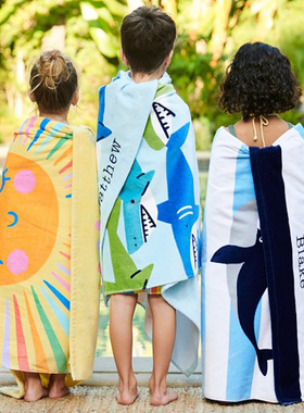 Pottery barn Kids儿童纯棉浴巾大尺寸宝宝超柔软温泉游泳沙滩巾