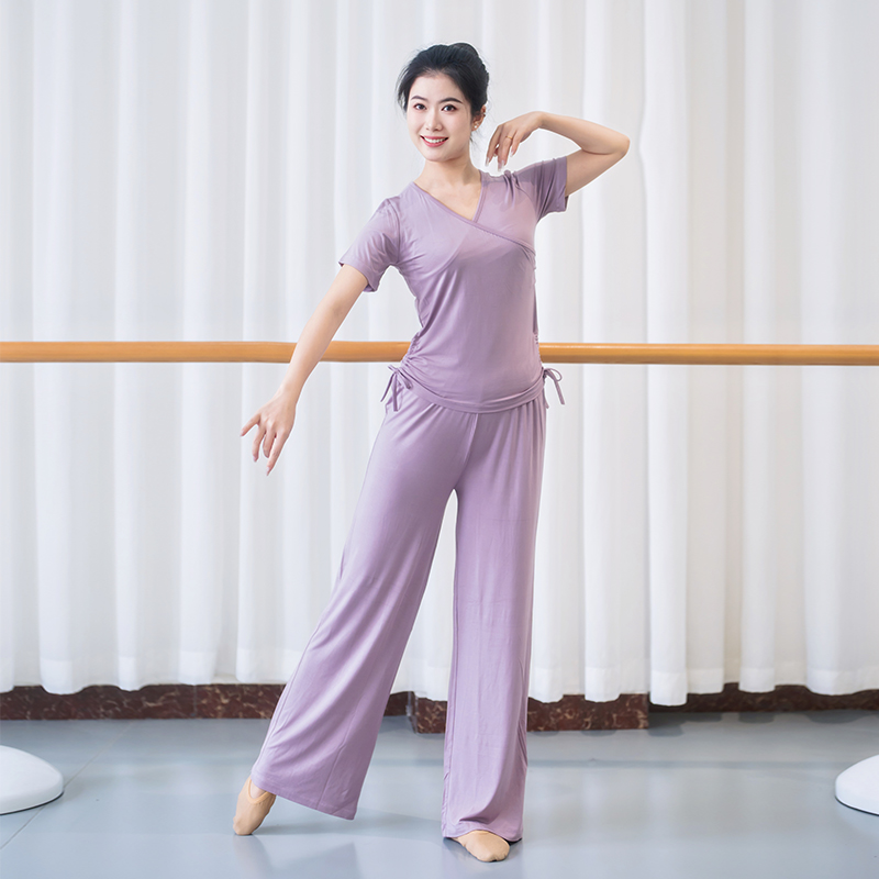 新款莫代尔短袖V领广场舞套装