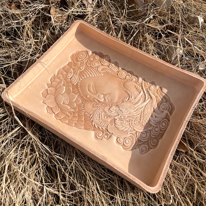 手工制作真皮首饰盒复古花纹个性定制收藏文玩展示盒植鞣革牛皮