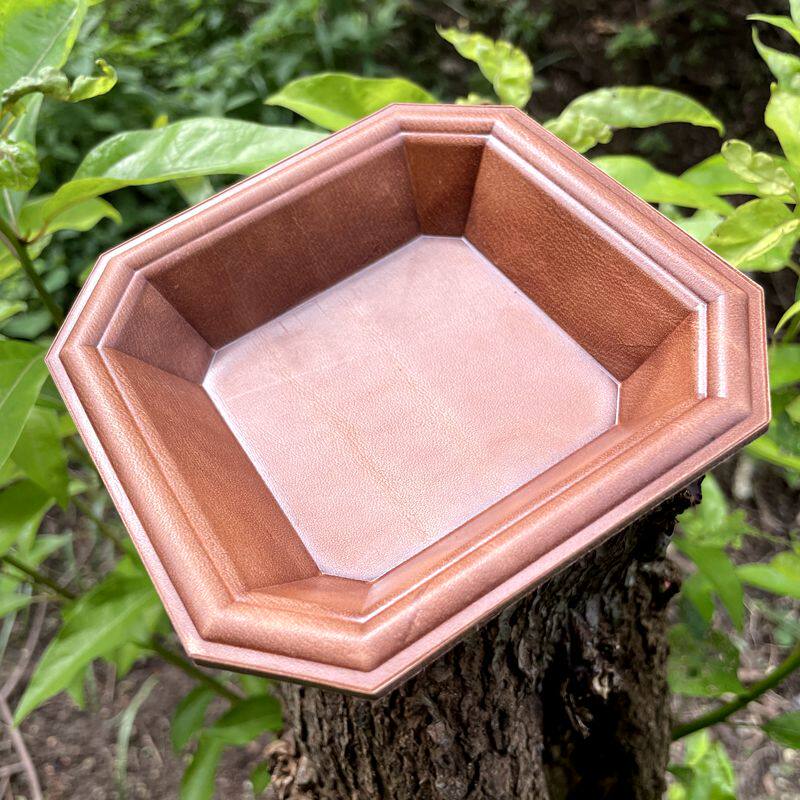 牛皮置物盘八角皮盘适用于文盘首饰盒手表钥匙饰品中式收纳醒草盘