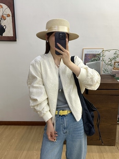 开衫 压花夹克棒球服外套女宽松显瘦百搭短款 新款 欧洲站2026年春装