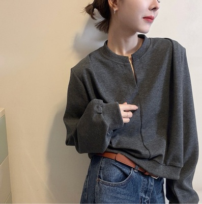 2025秋冬新款半拉链立领卫衣女韩系慵懒风宽松显瘦薄百搭通勤外套