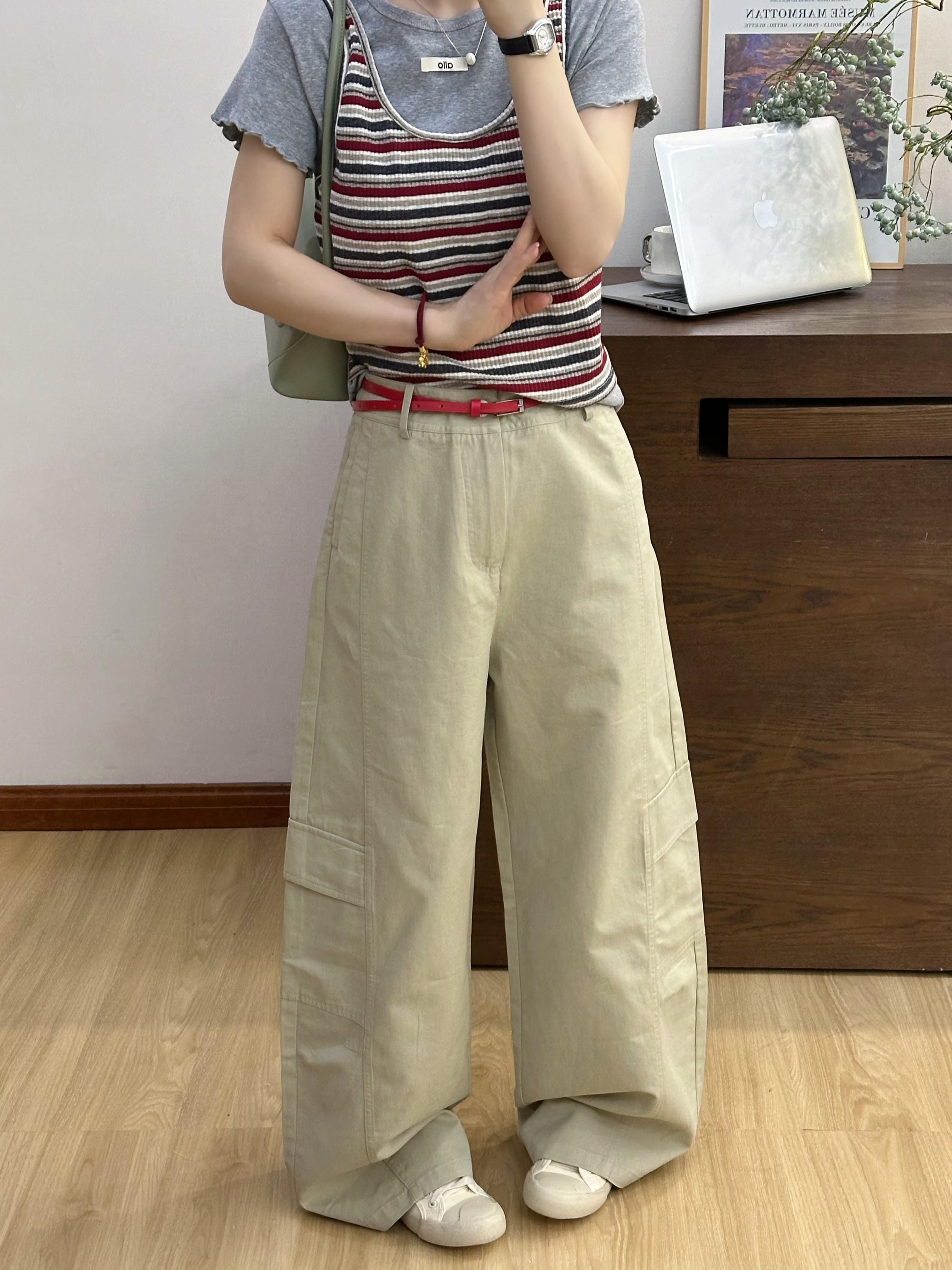 欧洲站2026年春装新款休闲侧边口袋工装裤女韩版显瘦宽松百搭长裤