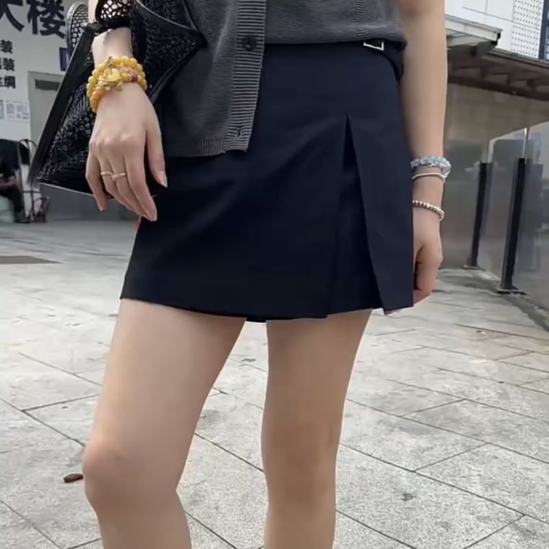 欧洲站2025年夏季新款时尚侧边开衩西装裙裤女洋气后短裤防走光潮