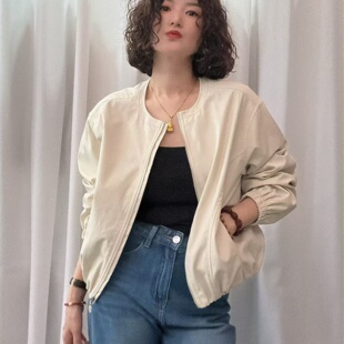 休闲宽松棒球服外套女圆领拉链显瘦夹克开衫 欧洲站2026年春装 新款
