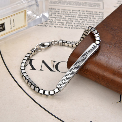 纯银回纹盒子手链轻奢小众精致款