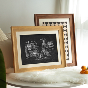 实木大画框装 裱空框书法水彩素描海报相框28寸4K8K5075cm挂墙字画