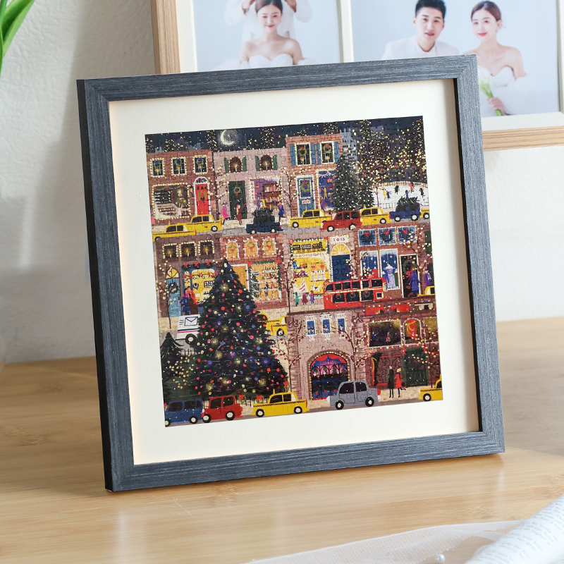 正方形实木装裱画框挂墙摆台简约北欧33厘米38cm50相框原木金色黑