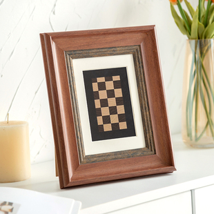 复古欧式相框架棕色8摆洗照片寸7台框6画框支架a4相片展示10后