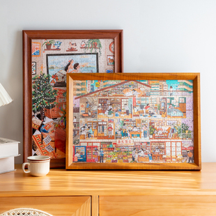 拼图相框裱框定制70x50cm一千片实木500片75边框自装画 画框装裱