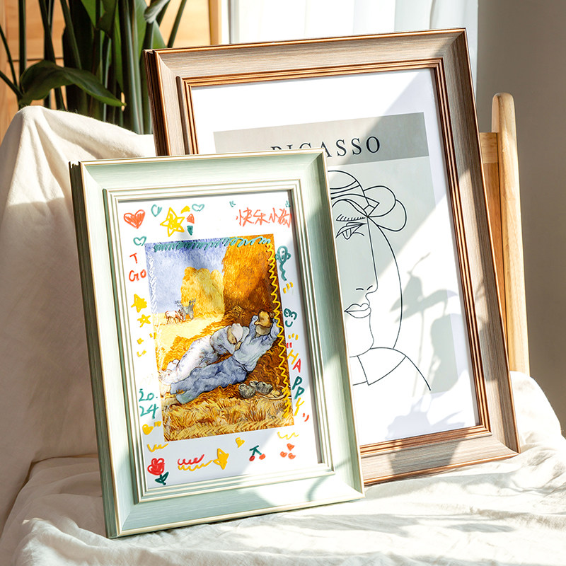 覆古做旧欧式挂墙相框裱框空框14寸12海报框素描4K8K装裱画框5075