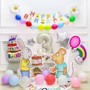 男孩女孩儿童生日周岁KT板布置皮普和波西