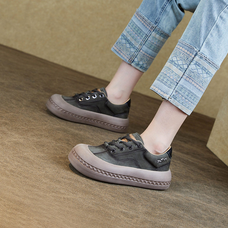 圆头复古深口单鞋女厚底系带时尚休闲鞋真皮2025春季女鞋中跟板鞋,女鞋,牛津鞋/布洛克鞋/德比鞋,淘宝优惠券,粉丝福利购,淘宝优惠卷