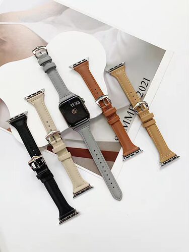 皇冠扣小蛮腰反扣真皮女表带适用于苹果手表applewatch8代7654SE