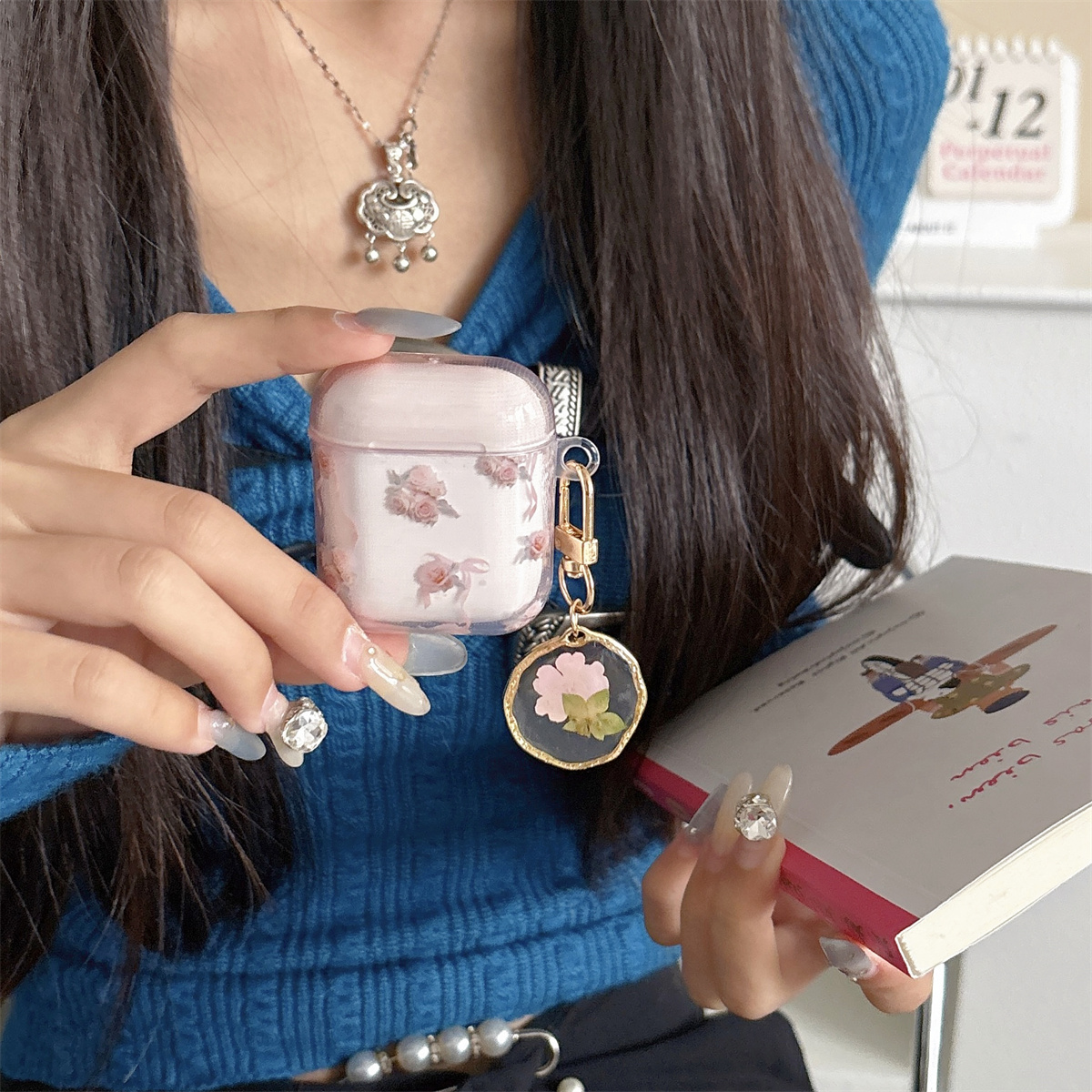 法式粉色玫瑰花朵Airpods4/3耳机保护壳套2pro二三代新款适用苹果无线蓝牙硅胶软壳少女心小众韩系ins风