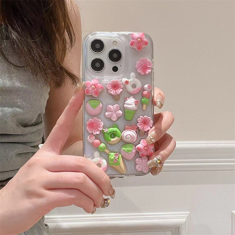 桃花适用苹果15原创手机壳iphone14promax新款13滴胶12闪粉xr防摔8plus透明xs保护套mini硅胶7se高级感6s夏天
