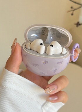 紫色蝴蝶结适用华为 freebuds 7i耳机壳新款FreeClip2耳机壳Freebuds se3无线蓝牙5i耳机壳三星pro3可爱壳