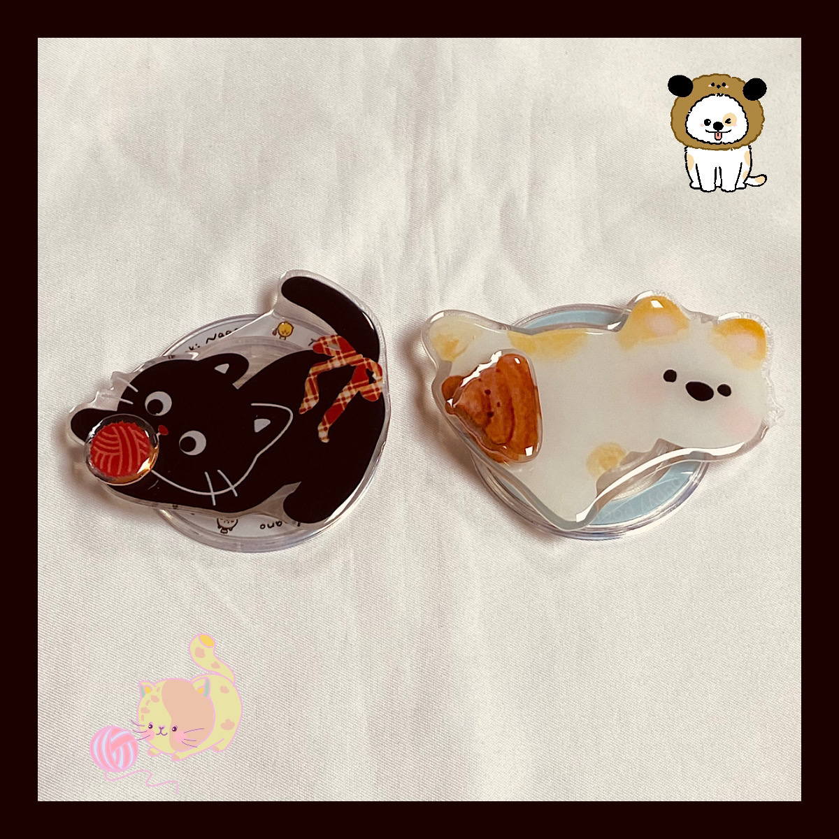 卡通可爱小猫转转手机磁吸支架可伸缩旋转适用magsafe创意指环扣