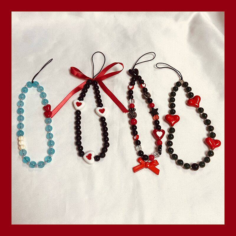 手工ins风串珠手机链简约爱心蝴蝶结手机挂绳ccd相机书包百搭链条,3C数码配件,手机挂件/手机链,淘宝优惠券,粉丝福利购,淘宝优惠卷