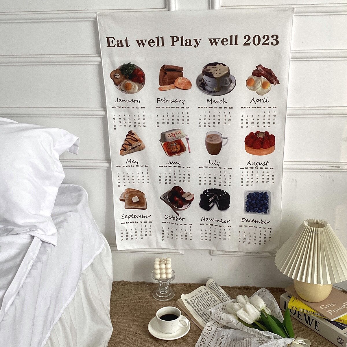 周 a家happynewyear2023日历家居装饰拍照摄影背景布挂布装饰画