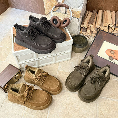 2025冬季新款雪地靴男加绒加厚东北棉鞋短筒靴子高帮百搭防寒棉鞋