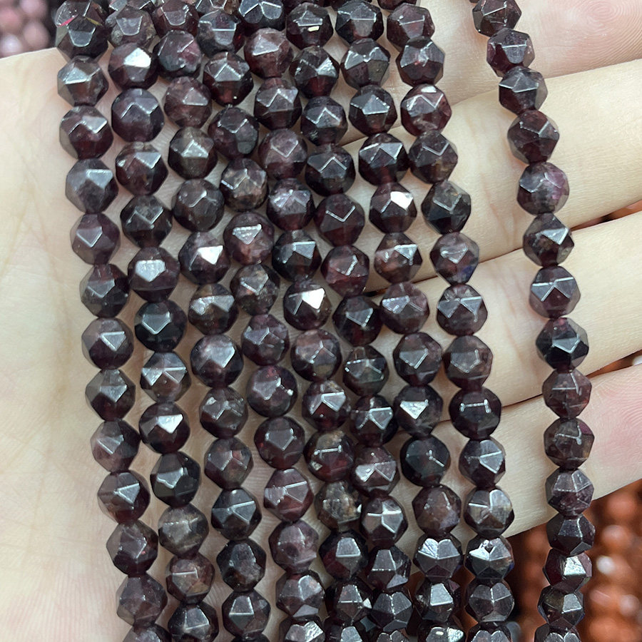 天然石榴石圆珠切面原石散珠手链项链半成品串珠DIY手串饰品8-9mm图片
