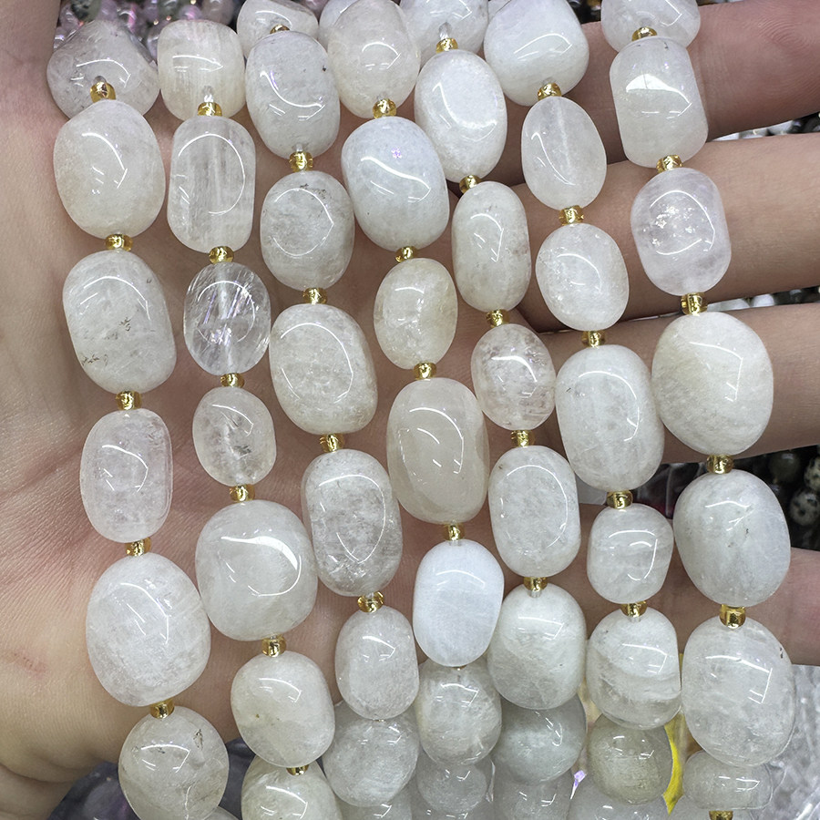 天然蓝月光石散珠随形水晶原石手链项链DIY半成品手串珠饰品配件