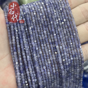 天然坦桑石散珠方糖切面半成品水晶珠手链项链DIY正方形手串饰品