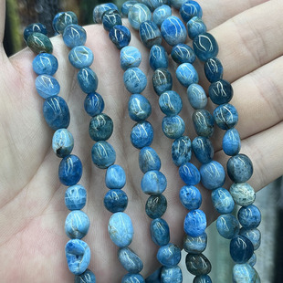 天然水晶蓝磷灰石散珠随形碎石手链项链珠DIY半成品手串饰品配件