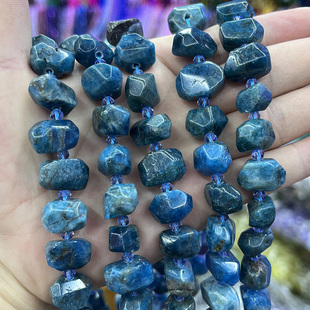 天然蓝磷灰石散珠不定形手链项链半成品DIY磷灰石手串珠饰品配饰