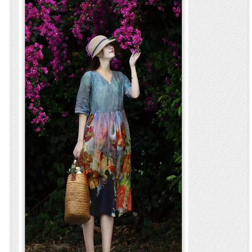 舒适的棉麻面料夏季连衣裙