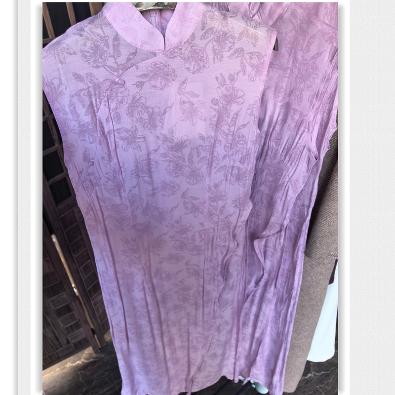 艺术生无袖旗袍开叉立领