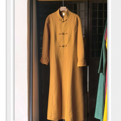 焦糖色羊毛双面呢外套大衣