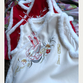 民国风开襟古法毛毛边旗袍马甲夹 刺绣花上衣 毛呢面料春秋冬款