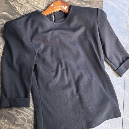 路Y家尾D黑色T恤 复古垫修身短袖上衣  骑士风格显瘦修身