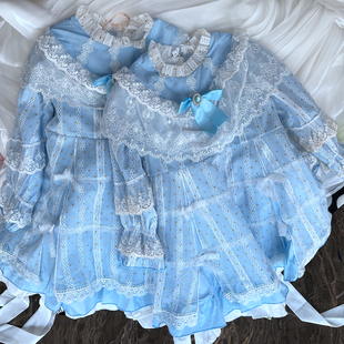 小孩子洛丽塔 120 可爱蓝蕾丝公主长袖 110 130 初夏连衣裙100 童装