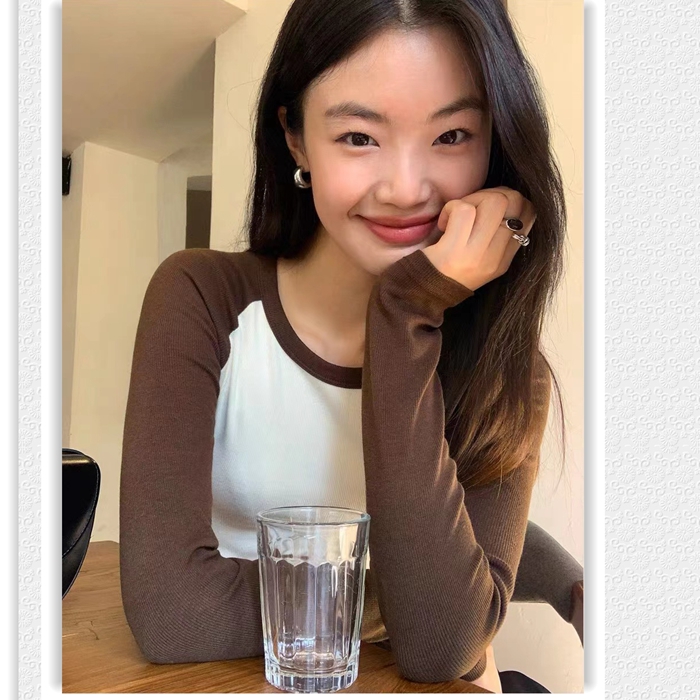 长袖撞色常规撞色全棉女T恤