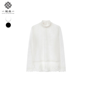 蕾丝设计通勤百搭时尚 新款 一城画一2025冬季 短T恤女 绽于凛冬