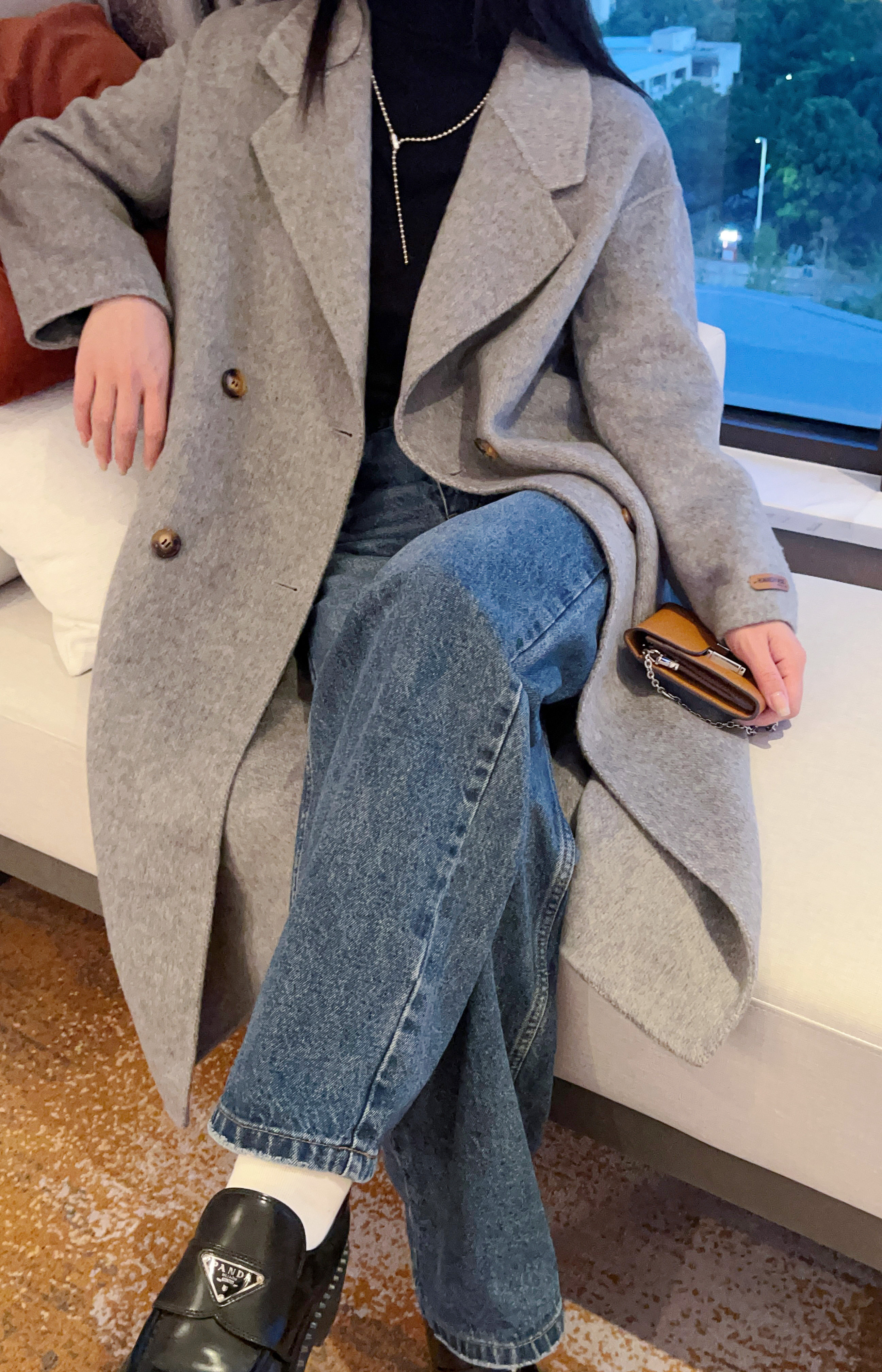 恒洋纯羊毛宽松双面呢大衣