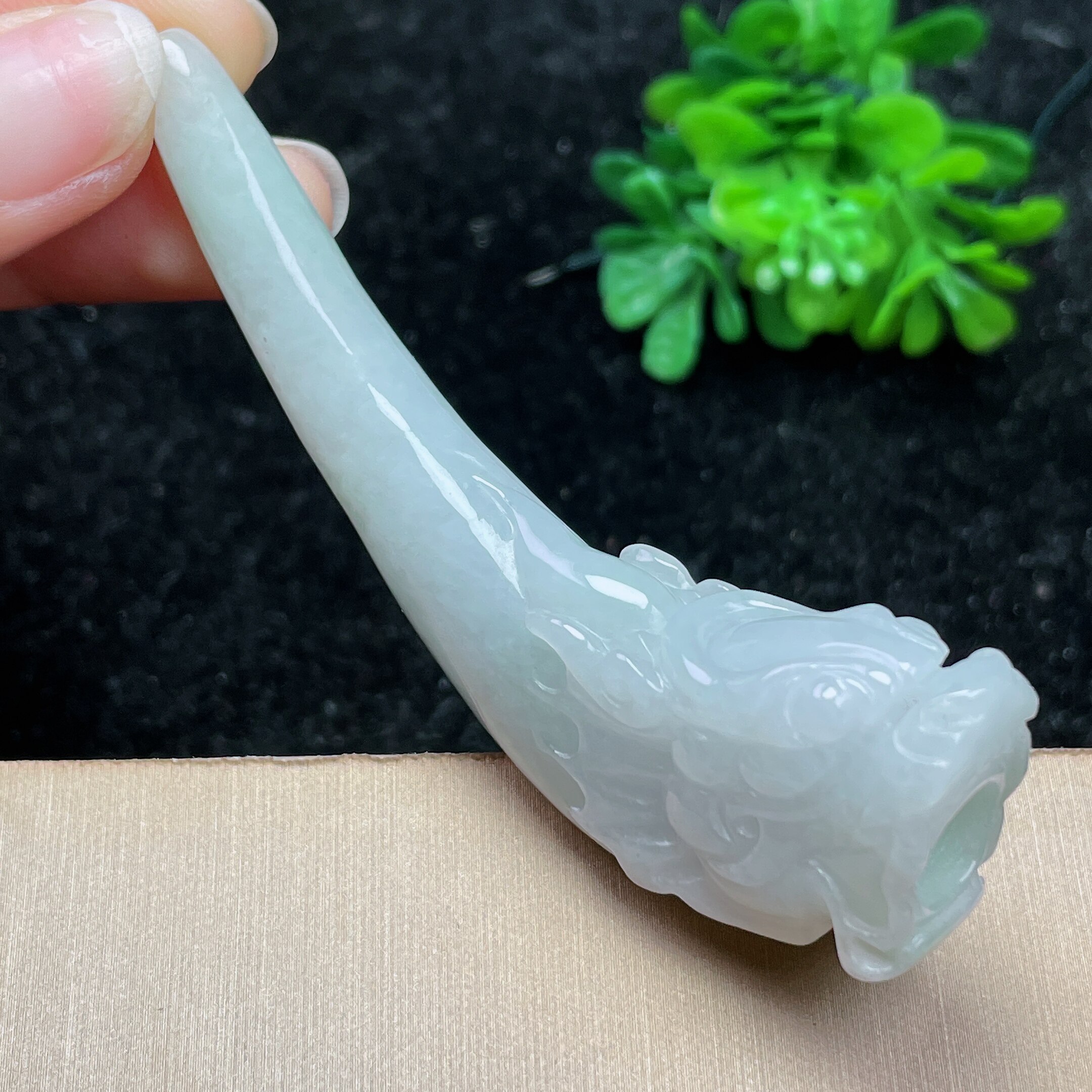 支持复检 假一罚三 手工雕刻 翡翠龙头烟嘴 把玩具 缅甸翡翠A货