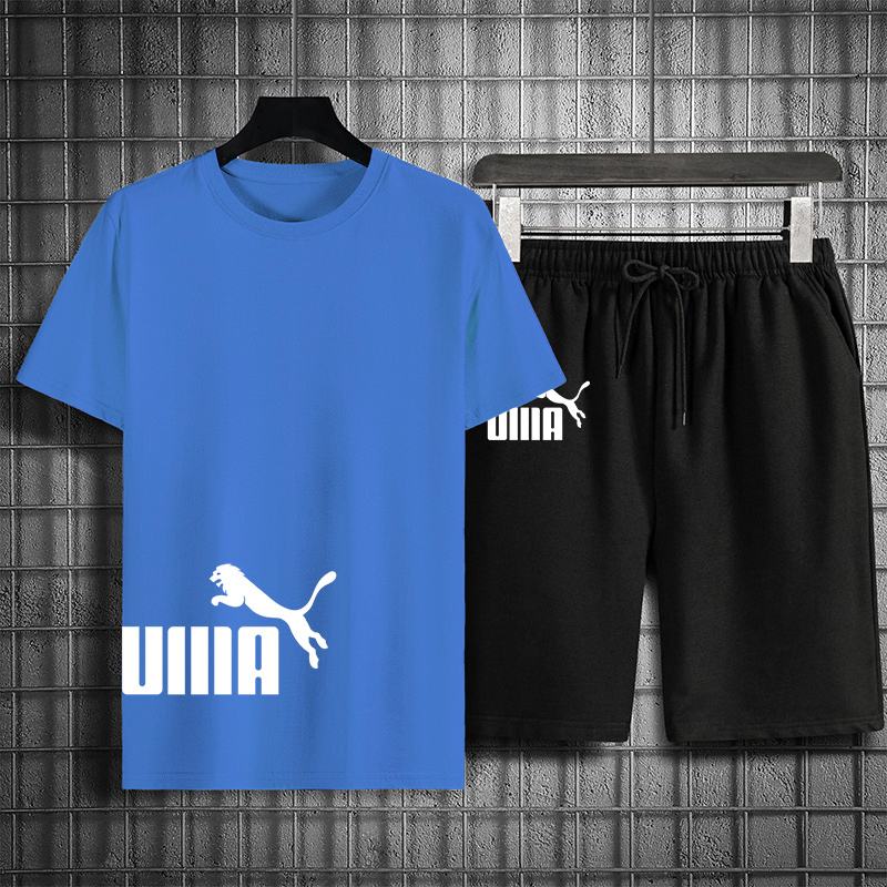 New summer thin short sleeve t-shirt men's suit Imitation cotton round neck T-shirt casual men's shorts 2pk