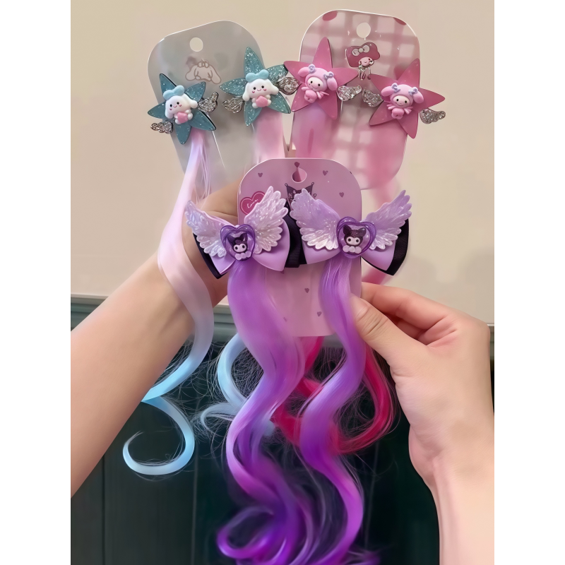 库洛米儿童假发辫挑染编发夹女童夏五角星星假发丝小女孩辫子发饰