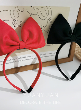 新年红色发饰蝴蝶结发箍女儿童白雪公主发卡黑色女童米奇过年头饰