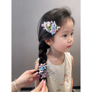 儿童满天星花朵发夹花束花环发带发卡女童刘海夹森系头花夹子头饰