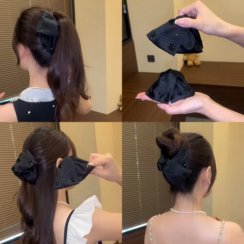 路易斯抓夹女高级感复古缎面星光发夹气质优雅低马尾夹后脑勺头饰