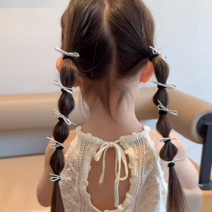 儿童发绳银色小号蝴蝶结发圈女童马尾皮筋宝宝扎小揪揪头绳头饰