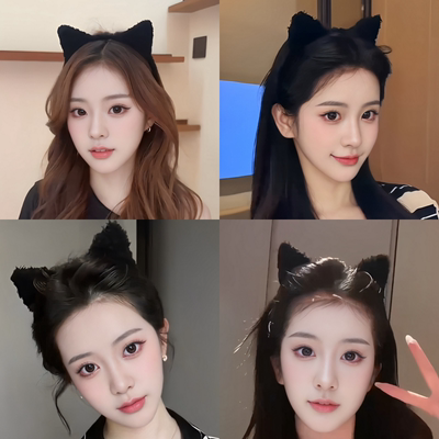 猫耳朵发箍女款2024新款毛绒可爱洗脸头箍敷面膜束发带发卡头饰